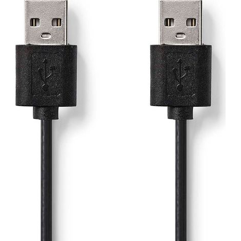 Cable USB USB 2.0 USB-A macho USB-A macho 480Mbps Niquelado 2,00 metros Redondo PVC Negro Etiqueta