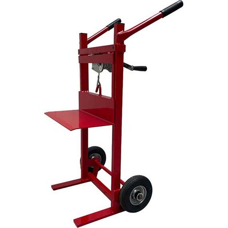 Matisère – Diable lève radiateur 300205 – Charge maximale 300kg – Roues increvables Ø200mm – Élévation manuelle par manivelle jusqu'à 480mm