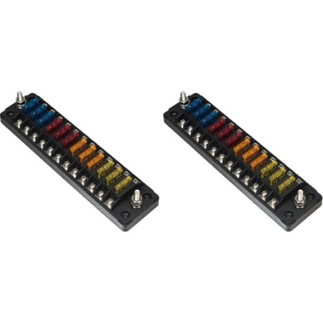 2 porte-fusibles doubles à lames 12 positions 32 V 75 A compatibles avec les supports de boîtes à fusibles automobiles, marines et tricycles, ignifugés (1/5)
