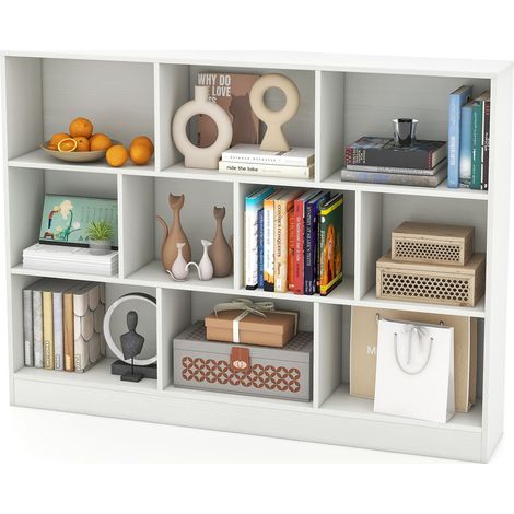COSTWAY 10-Cube Bookshelf 3-Tier Freestanding Storage Organizer White (1/5)