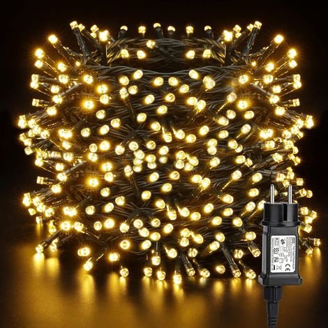 Guirlande lumineuse colorée 100 m 800 LED rechargeable par USB avec télécommande pour jardin, clôture, arbre, mariage, anniversaire, blanc chaud [Classe énergétique G]