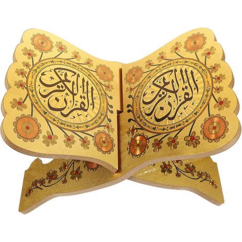 Holzregal für Eid – Dekoratives Holzregal – Kreatives Holzregal (gold) – 25,5 x 19 cm – Gold (1/4)