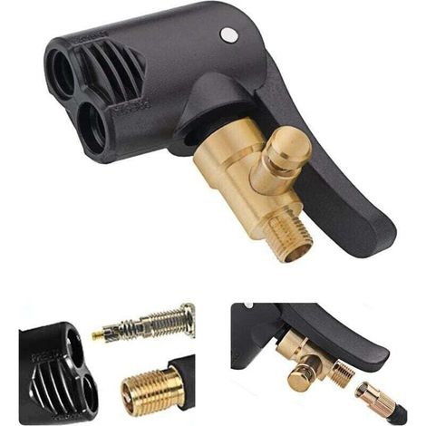 Adaptateur de Valve de Pneu de Voiture, XU, Embout de Gonflage Laiton,Tête de Pompe de Remplacement Filetée avec Double Valve,pour Les Pneus de Voiture, De Vélo et de Moto - KZQ (1/4)