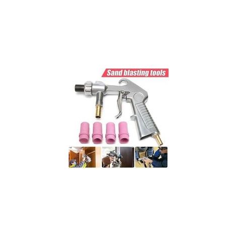 Pistolet de sablage Pneumatique Sableuse Décapage + 4x Céramique Buse 4/5/6/7mm