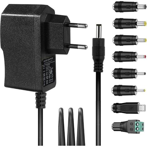 Adaptateur Secteur USB 6V 2A Alimentation avec 8 adaptateurs de Prise AC230V à DC6V Pilote d'alimentation pour tensiomètre numérique DC6V 1500mA 1000mA 500mA Chargeur Adaptateur AC-DC(DC6V2A) (1/5)