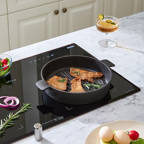 Black Round Cast Iron Grill Pan (1/5)