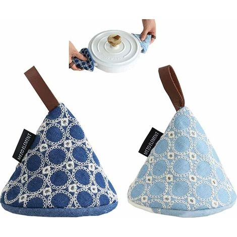 Presina per Cucina, 2 Pezzi Mini Presine da Cucina, Piccoli Guanti da Cucina, Mini Guanto da Forno, per Cucinare e Pasticceria (Azzurro, Blu Scuro) (1/5)