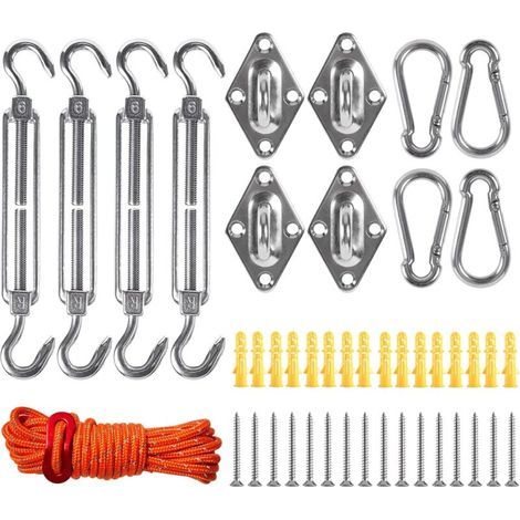Kit de matériel de voile d'ombrage de qualité supérieure pour l'installation de voiles d'ombrage triangulaires et rectangulaires (1/5)