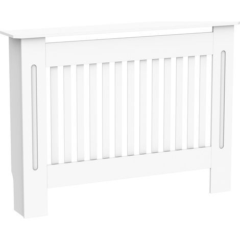 Cache-radiateur à lattes en MDF pour la maison et le bureau, 112 x 19 x 81 cm, blanc (1/5)