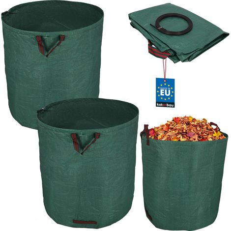 Cesta de jardín para hojas y césped, redonda, plegable, grande, 635 L, juego de 2