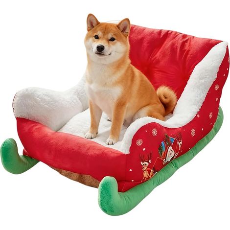 Lit de Noël pour chien Nid de couchage en peluche pour