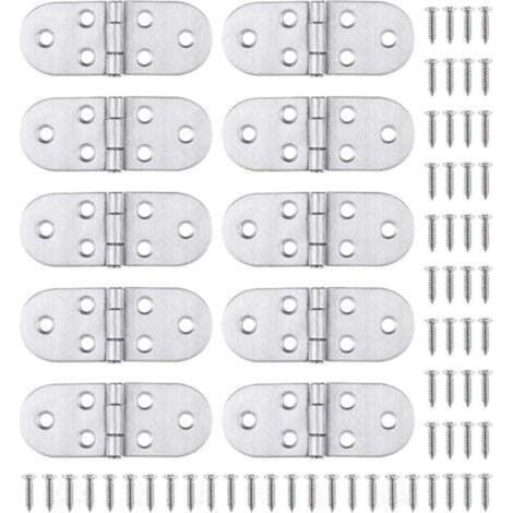 10 Charnière Inox et Vis, Montage facile et solides, pour Table Pliante, Porte de Placard, Trappe, Fenêtre Bateau/Maison (1/4)