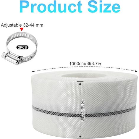 Tuyau tissé 1 1/2" - Tuyau plat - 38 mm - Tuyau de pompe - 10 m - Avec 2 clips - Tuyau industriel - Pour arrosage de jardin, pompes immergées et piscine (1/5)