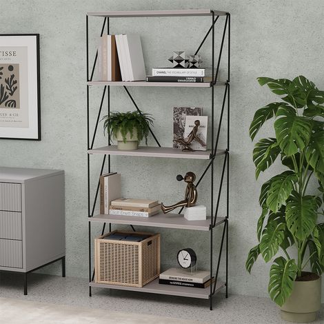 Scaffale Ravix, Grigio/nero, 60 x 134.5 cm, Vicco