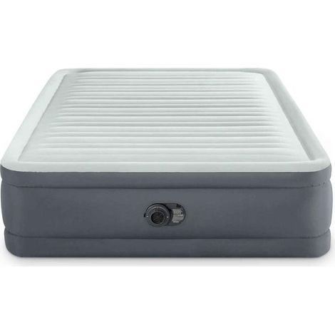 Intex 64906ND DuraBeam PremAire I Materasso Gonfiabile Matrimoniale Fiber-Tech 152x203x46 cm 272 Kg Pompa Integrata colore Grigio chiaro