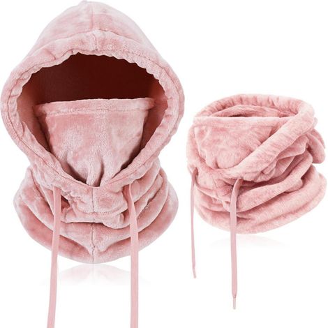 Cagoule polaire thermique réglable rose pour homme et femme (1/5)