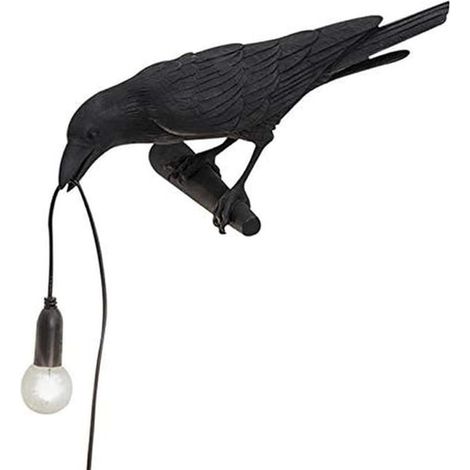 Rabenförmige Tischleuchte, Schreibtischlampe, Schlafzimmerwandleuchte, dekorative Harzlampe (schwarz, Wandleuchte) (1/4)