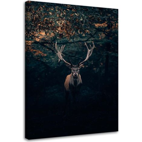 Image sur toile, Cerf dans les buissons - 40x60 (1/5)