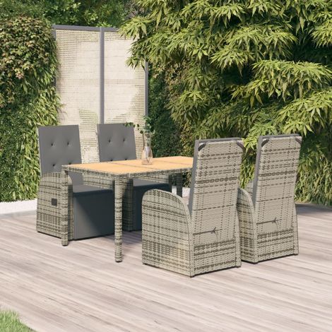 Ensemble Table et Chaise de Jardin 5 pcs - Meuble de jardin avec coussins Gris BV345557 - BonneVie (1/5)