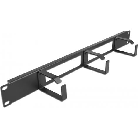 Delock Panel de gestiÃ³n de cables de 19 con abertura y 3 ganchos 1U negro