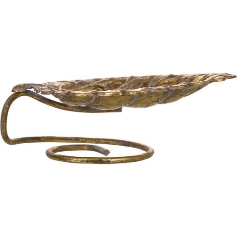 Bandeja hoja de metal dorada decoración 24x13.5x8 (1/5)