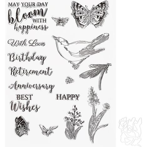 Timbre en caoutchouc transparent papillon avec matrice de découpe, DIY pour scrapbooking et collections artisanales (1/5)