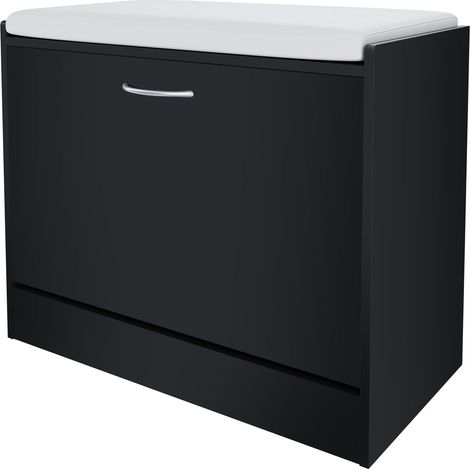 Panca Portascarpe Scarpiera Da Ingresso Piccola Salvaspazio Con Cuscino Anta A Ribalta Seduta Imbottita In Ecopelle Tripla Profondità Soggiorno Casa Camera Ufficio 60 x 30 x 48 Cm (Noce) - Colore: Ner