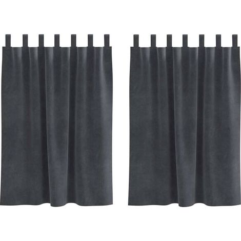 Rideaux occultants, ensemble de 2 pièces, gris clair, 140 x 140 cm, matière velours. (1/5)