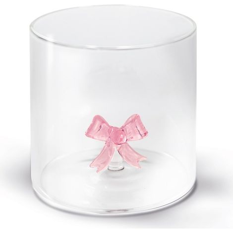 WD LifeStyle Bicchiere Vetro Borosilicato Cc 250 ml Decoro Fiocco Rosa (1/2)