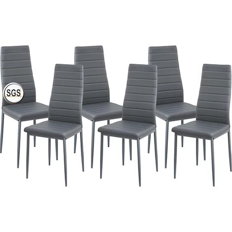 H.J WeDoo Lot de 6 chaises de salle à manger avec accoudoirs, pieds en métal, chaise moderne, siège rembourré confortable, pour salle à manger, salon, cuisine, gris (1/5)