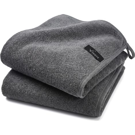 Lot de 2 serviettes en microfibre, ultra douces et absorbantes avec boucles de suspension, serviettes de cuisine à séchage rapide, serviettes de bain résistantes, serviettes d'invité (1/5)