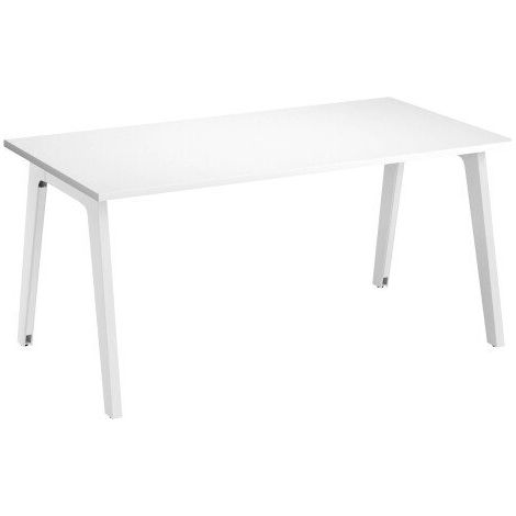 Bureau droit Exprim Arche blanc L 160 cm avec goulotte - Piètement blanc - Maxiburo