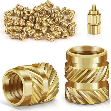 Lot de 50 inserts filetés M2, écrous de fusion en laiton avec fer à souder, aide à la fusion, filetage moleté pour pièces en plastique, inserts filetés pour pièces d'imprimante 3D (1/5)