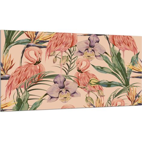 Glas-Schutzplatte für Herd 90x52 Flamingos (1/5)