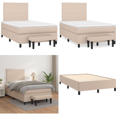 Sommier à lattes de lit matelas cappuccino 120x190cm similicuir - Sommier - Matelas ensaché (1/5)