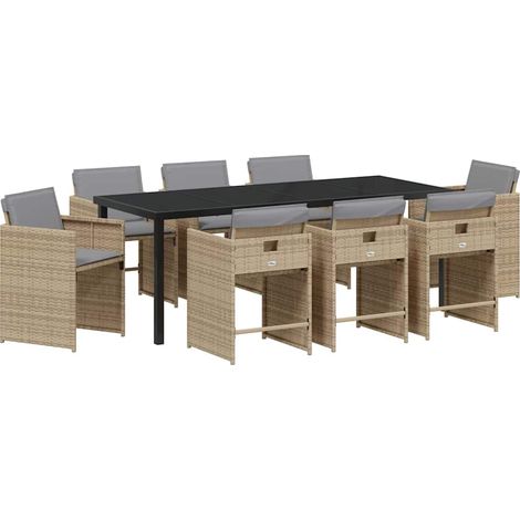 Maison Exclusive - Set da Pranzo per Giardino 9 pcs Beige polyrattan