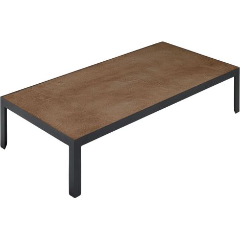 Table basse en Plateau en enduit effet béton et piètement métal noir ORELIA (1/4)