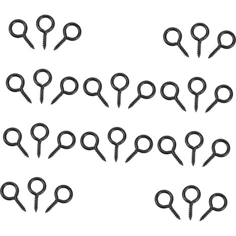 30 crochets à œillet, noir, fer, pour fixation et suspension (1/5)
