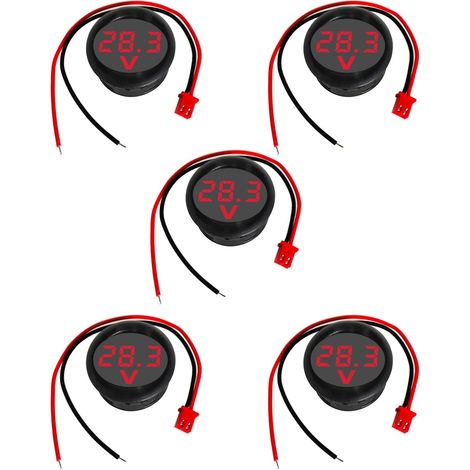5 Stück DC 4-100 V Digitalvoltmeter, 2 Drähte 3-stelliger Spannungsprüfer LED-Anzeigemessgerät mit Überanschlussschutz für Auto/Marine/Boot (rot)