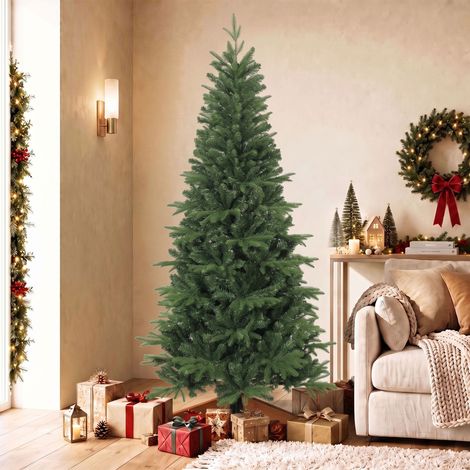 Sapin de Noël Artificiel 180 cm, Arbre de Noël, 1162 Branches Articulées en PE et PVC Ignifuge, Support en Bois Pliable (1/5)