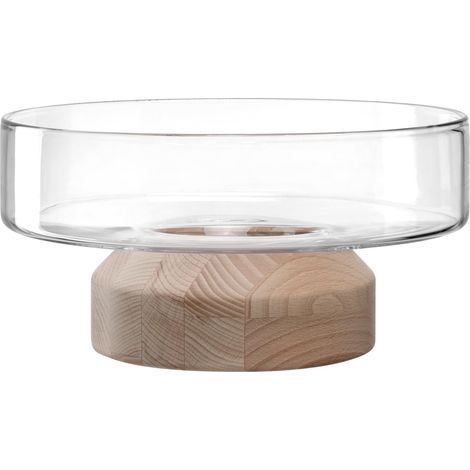Vase moderne en verre et bois, fait à la main, bol intemporel, œuvre d'art unique, design élégant et plaisir durable, hauteur 13,4 cm, beige (1/5)