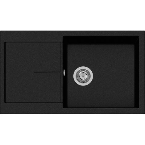 Evier de cuisine granit a 1 bac PLADOS NF8610Â - Noir Metal