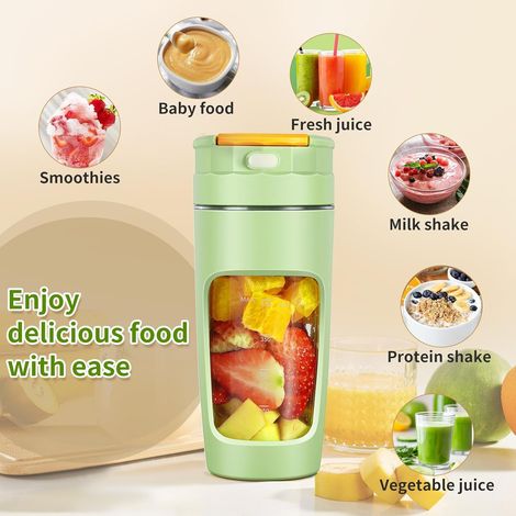 Tragbarer Mixbecher – Großes Fassungsvermögen von 600 ml, ideal für unterwegs, perfekt für Smoothies und Cremes. Hochleistungs-Mehrklingen  Auslaufsicher  Weiß