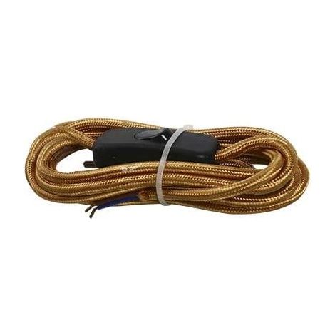 Spina per cavo tessile 1,5 M (2x0,75 mm) + interruttore dorato GSC 001102959