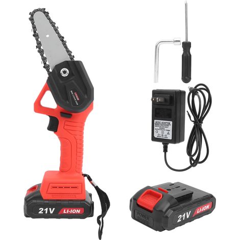 Scie à chaîne mini sans fil 600W, batterie lithium portable, électrique domestique 4in, prise US AC100-240V, avec 1 batterie et 1 chargeur (1/5)