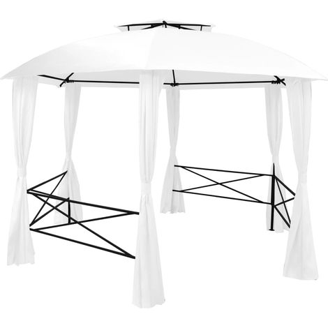 Maison Exclusive - Gazebo da Giardino con Tende 360x312x265 cm Bianco 180 g/m²
