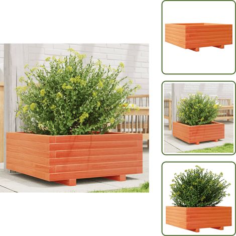 The Living Store Jardinière cire marron 60x60x26,5 cm bois de pin massif - Jardinier - Pot De Fleurs - Bac À Plantation - Extérieur - Terrasse (1/5)