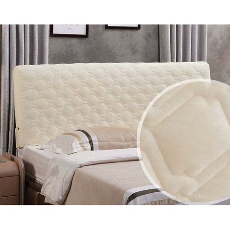 LTS FAFA De Lit Housse De Protection Housse De Tete De Lit Extensible 180cm, Matelassé Couleur Unie Coton Couvre-tête De Lit Couverture De Tête De Lit,Beige-180x80cm (1/4)