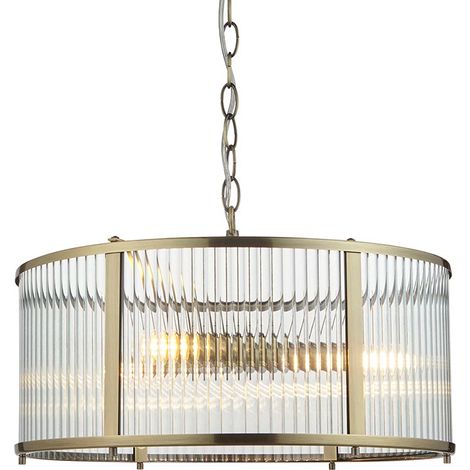 Endon Ridgeton Lampadario decorativo da soffitto a 3 luci in ottone anticato (1/5)
