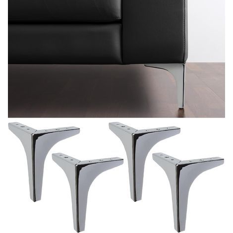 Metall-Möbel- und Sofabeine – Set mit 4 Metallbeinen – Elegante Designbeine für Sessel und Schränke – Verchromt – Höhe 130 mm (1/5)
